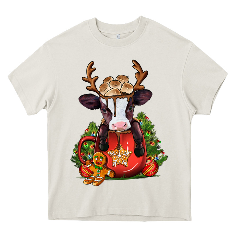 Christmas Baby Cow Hot Cocoa Heavy Core Tee by Jasminsmagicworld | Teevron