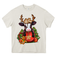 Cream christmas baby cow hot cocoa Heavy Core Tee - Jasminsmagicworld