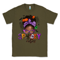 Army Green Spooky vibes afro messy bun Classic Tee - NancyCooperArtShop