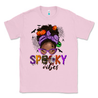 Bubblegum Pink Spooky vibes afro messy bun Classic Tee - NancyCooperArtShop