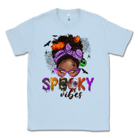 Dusty Blue Spooky vibes afro messy bun Classic Tee - NancyCooperArtShop