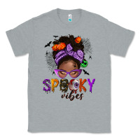 Heather Grey Spooky vibes afro messy bun Classic Tee - NancyCooperArtShop