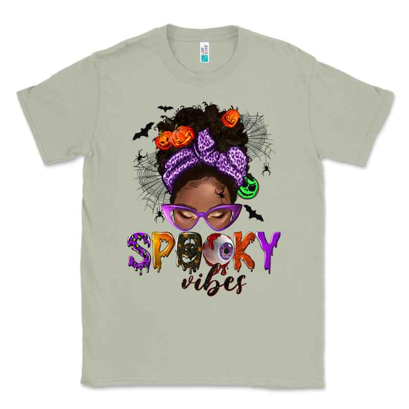 Spooky Vibes Afro Messy Bun Classic Tee by NancyCooperArtShop | Teevron