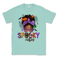 Seafoam Spooky vibes afro messy bun Classic Tee - NancyCooperArtShop