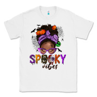 White Spooky vibes afro messy bun Classic Tee - NancyCooperArtShop