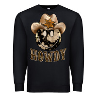 Black howdy smiley face Premium Sweatshirt - BarkalooDesign
