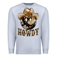 Heather Grey howdy smiley face Premium Sweatshirt - BarkalooDesign
