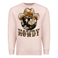 Pale Pink howdy smiley face Premium Sweatshirt - BarkalooDesign