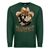 Sports Green howdy smiley face Premium Sweatshirt - BarkalooDesign