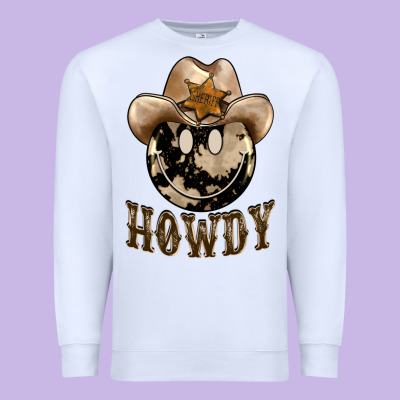 Howdy Smiley Face Premium Sweatshirt Designed By Barkaloodesign