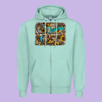 Dreamer Zipper Hoodie Designed By Racoondesign
