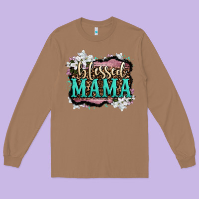 Blessed Mama Long Sleeve Tee Designed By Oliviacreatesart
