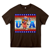 Chocolate Brown usa hot dog Heavy Core Tee - BarkalooDesign