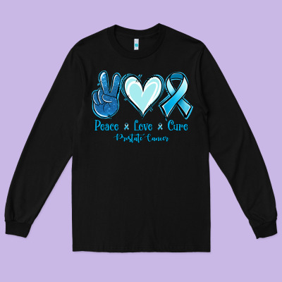 Peace Love Cure Prostate Cancer Long Sleeve Tee Designed By Jasminsmagicworld