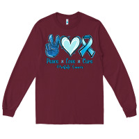 Burgundy Peace Love Cure Prostate Cancer Long Sleeve Tee - Jasminsmagicworld