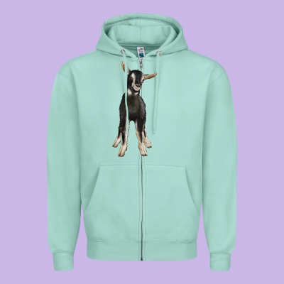 Hand Drawn Baby Alpine Goat Zipper Hoodie Designed By Lillyallendesigns