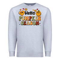 Heather Grey hello pumpkin season Premium Sweatshirt - BarkalooDesign