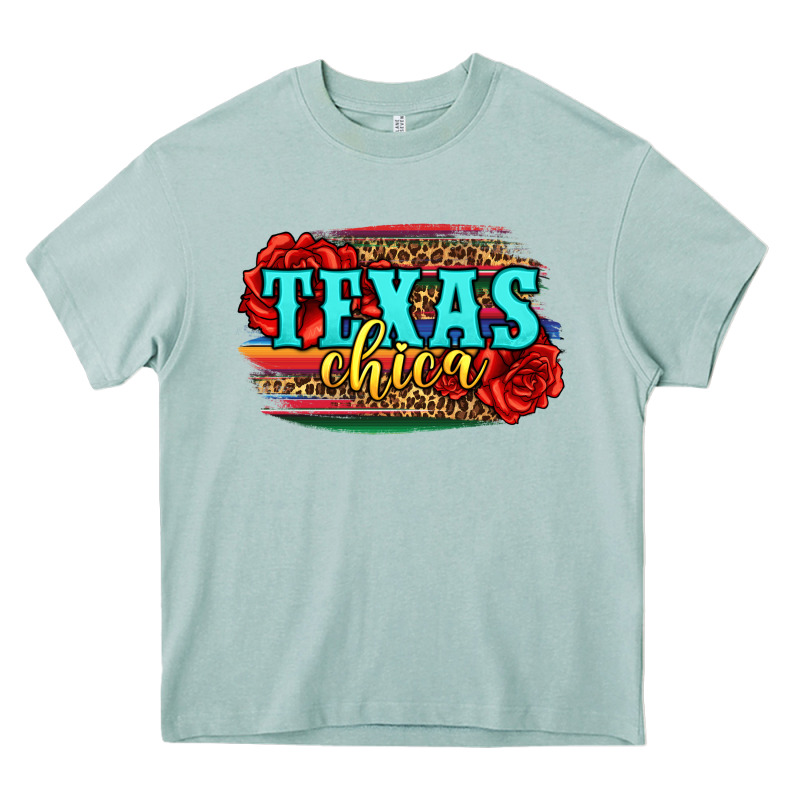 Texas Chica With Roses Heavy Core Tee by Jasminsmagicworld | Teevron