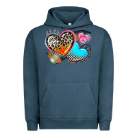 Pigment Midnight Navy western leopard  racing  hearts Urban Hoodie - AdoDesignShop