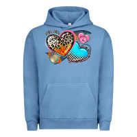 Pigment Pebble Blue western leopard  racing  hearts Urban Hoodie - AdoDesignShop