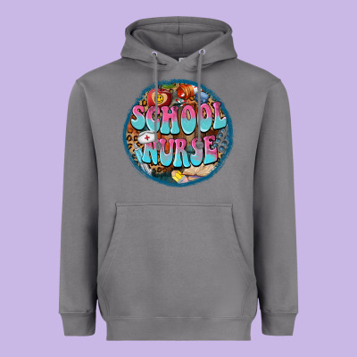 Western Groovy School Nurse Heavyweight Hoodie Designed By Barkaloodesign