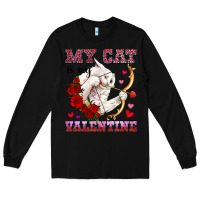 Black my cat is my valentine Long Sleeve Tee - OliviaCreatesArt