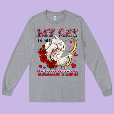 My Cat Is My Valentine Long Sleeve Tee Designed By Oliviacreatesart