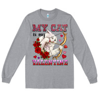 Heather Grey my cat is my valentine Long Sleeve Tee - OliviaCreatesArt