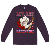 Plum my cat is my valentine Long Sleeve Tee - OliviaCreatesArt