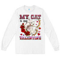 White my cat is my valentine Long Sleeve Tee - OliviaCreatesArt