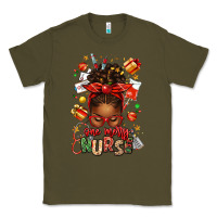 Army Green one merry nurse afro messy bun Classic Tee - texasbilliewilder