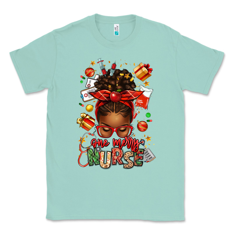 One Merry Nurse Afro Messy Bun Classic Tee by texasbilliewilder | Teevron