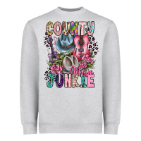 Heather Grey country music junkie Heavyweight Sweatshirt - CowhideDigitalArt