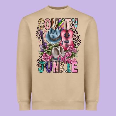 Country Music Junkie Heavyweight Sweatshirt Designed By Cowhidedigitalart
