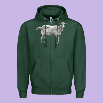 Saanen Goat Zipper Hoodie Designed By Lillyallendesigns
