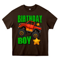 Chocolate Brown birthday boy monster truck Heavy Core Tee - Jasminsmagicworld