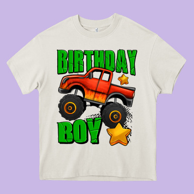 Birthday Boy Monster Truck Heavy Core Tee Designed By Jasminsmagicworld