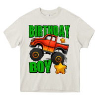 Cream birthday boy monster truck Heavy Core Tee - Jasminsmagicworld