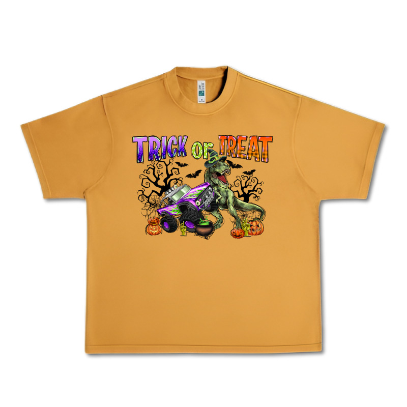 Trick Or Treat With Monster Truck And T Rex Urban Heavy Tee by CowGirlArtShop | Teevron