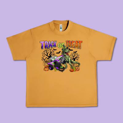 Trick Or Treat With Monster Truck And T Rex Urban Heavy Tee Designed By Cowgirlartshop