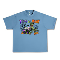 Pebble Blue trick or treat with monster truck and t rex Urban Heavy Tee - CowGirlArtShop