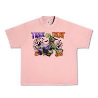 Salmon trick or treat with monster truck and t rex Urban Heavy Tee - CowGirlArtShop
