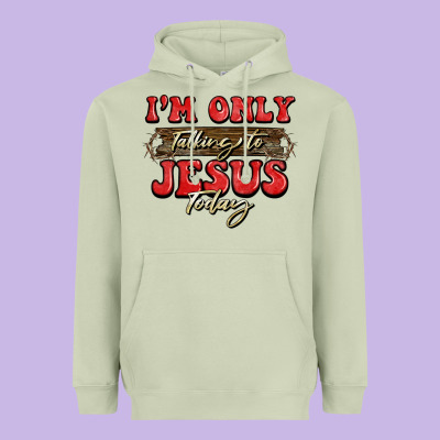 I'm Only Talking To Jesus Today Christmas Heavyweight Hoodie Designed By Barkaloodesign