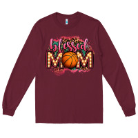 Burgundy blessed basketball mom lightbulb letters Long Sleeve Tee - OliviaCreatesArt