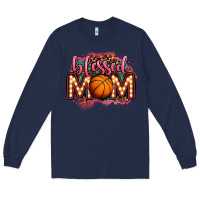 Navy blessed basketball mom lightbulb letters Long Sleeve Tee - OliviaCreatesArt