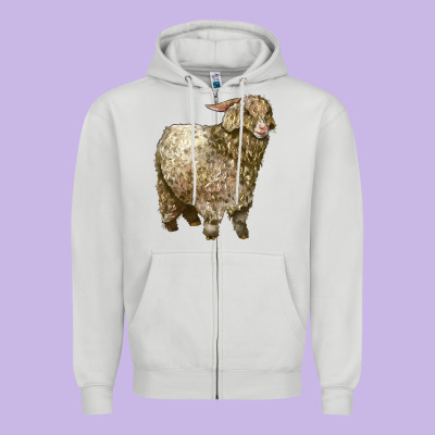 Angora Goat Zipper Hoodie Designed By Lillyallendesigns