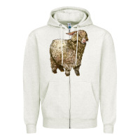 Oatmeal Heather Angora Goat Zipper Hoodie - LillyAllenDesigns