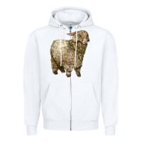 White Angora Goat Zipper Hoodie - LillyAllenDesigns