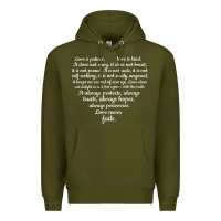 Army Green Love is patient Love is Kind 1 Corinthians 1348 Premium Hoodie - trangStudio