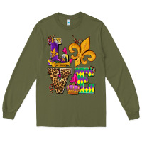 Army Green mardi gras love olivia Long Sleeve Tee - OliviaCreatesArt